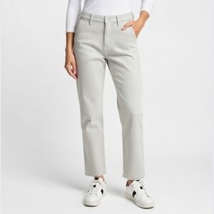 Nautica Womens White Tencel Ankle Trousers S 34 Mid Rise Fitted Cotton Blend NWT